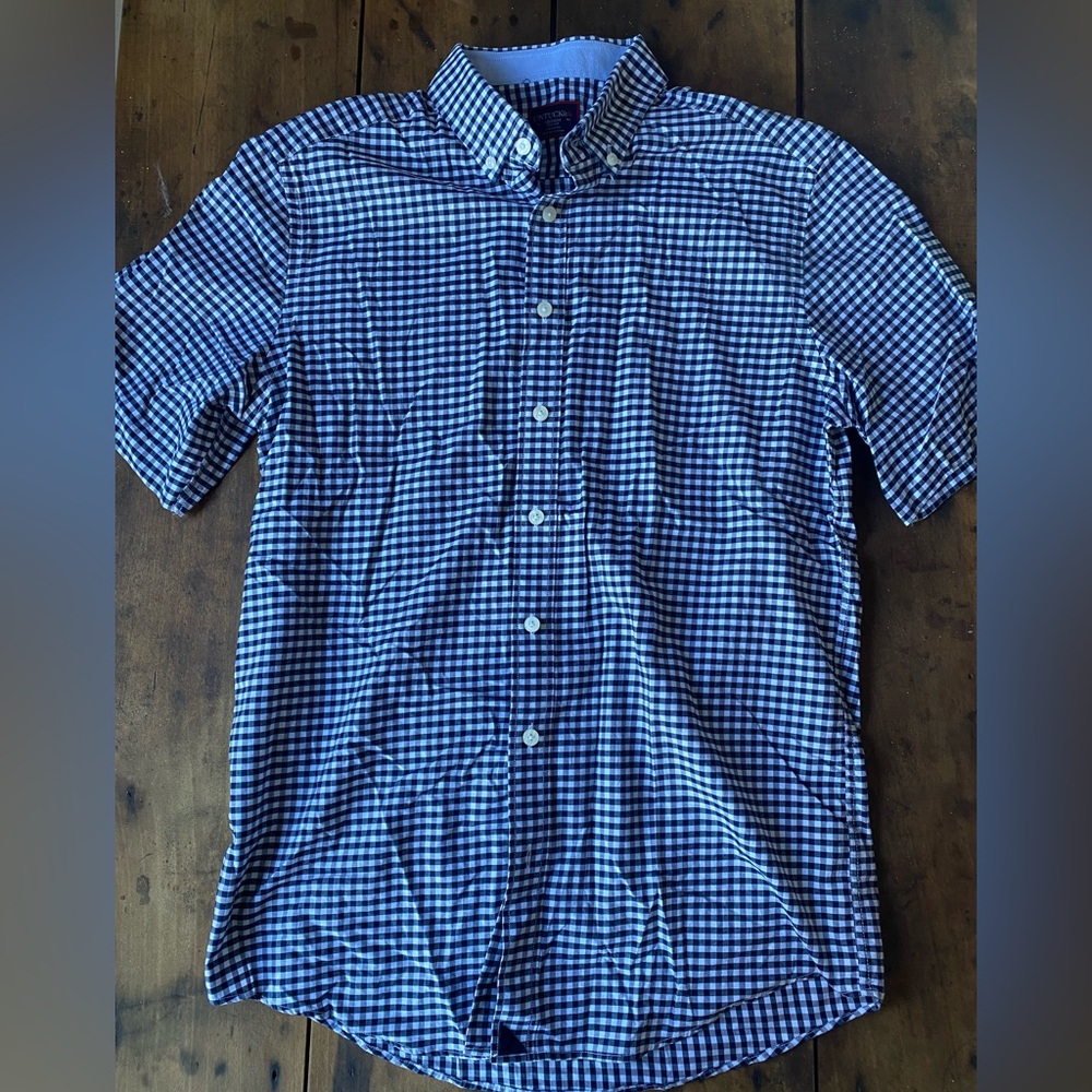 UNTUCKit Navy and White Checkered Casual Shirt